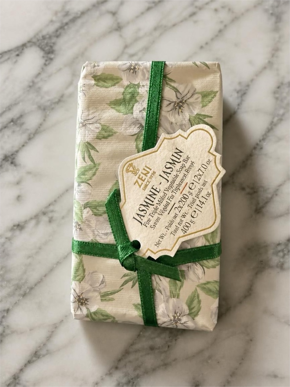 Zeni Triple Milled Soap Jasmine Two Bars Made in Italy